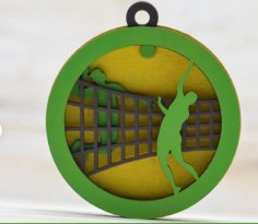 Laser Cut Volleyball Medal Layered Eco Friendly Wooden Medal Free Vector