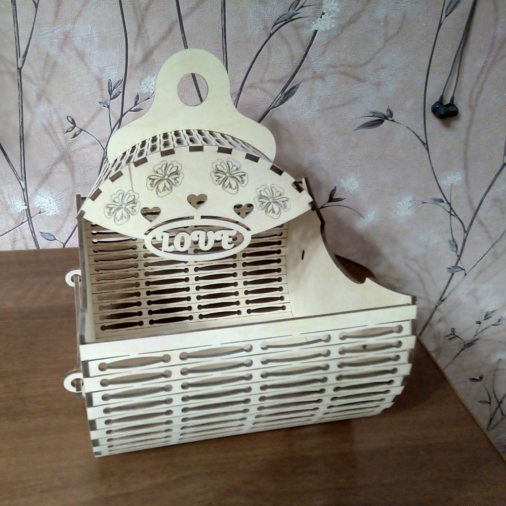 Laser Cut Wooden Decorative Basket DWG File