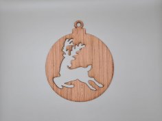Laser Cut Reindeer Christmas Bauble Wooden Christmas Tree Decoration Free Vector