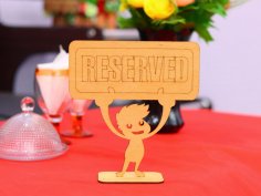 Laser Cut Wooden Reserved Table Sign Free Vector