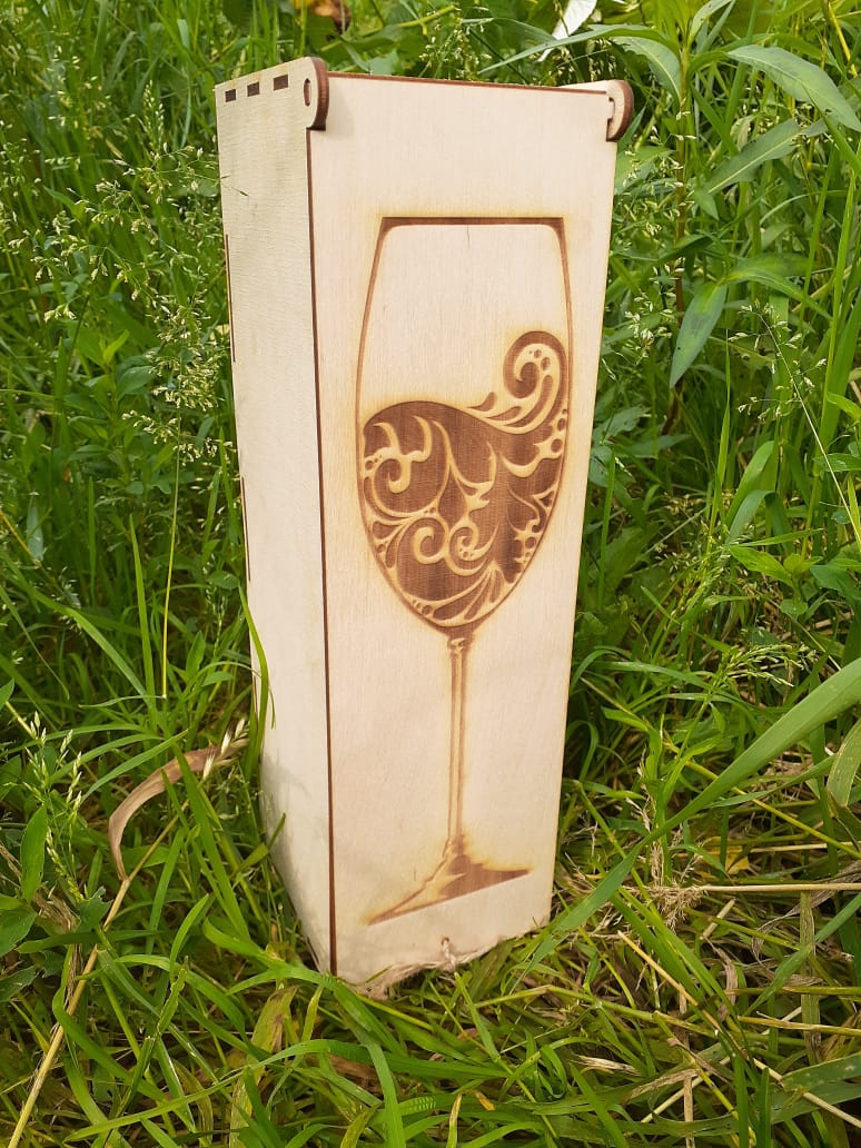 Laser Cut Wooden Wine Gift Box Free Vector