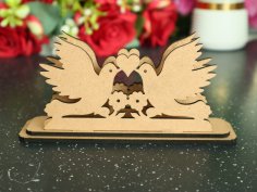 Laser Cut Pigeons With Heart Wedding Napkin Holder Free Vector