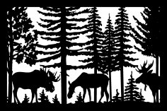 24 X 36 Two Bull Moose And Cow Plasma Art DXF File