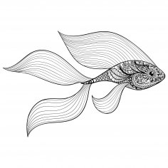 Zen Tangle Stylized Gold Fish Free Vector