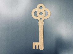 Laser Cut Wooden Key Shaped Cutout Craft Free Vector