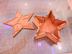 Laser Cut Star Wood Box 3mm Free Vector