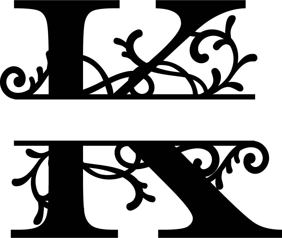 K Split Monogram SVG Split Letter K SVG Divided Initial K Decorative K Files for Cricut Wood Sign K Stencil Dxf K Laser Cut File CNC Plasma