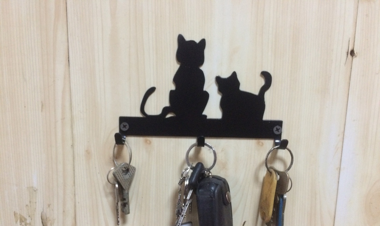 Laser Cut Cats Key Hanger Hooks Wall Mounted Storage Holder DXF File Free  Download 