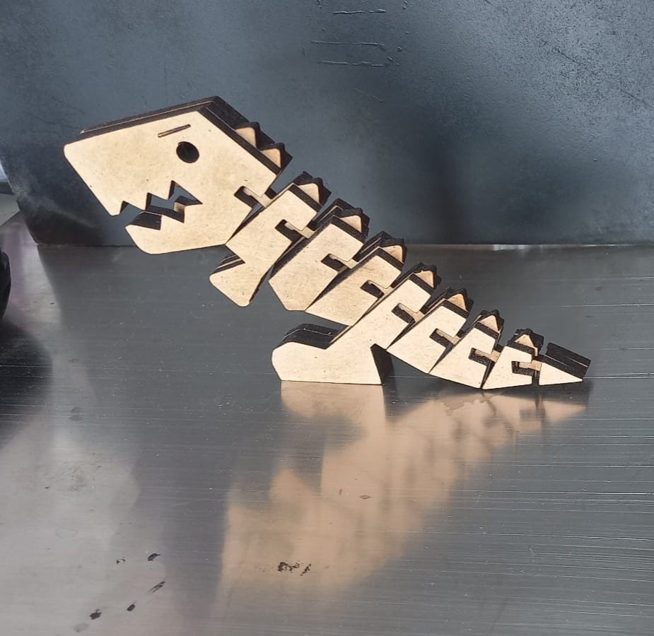 Laser Cut Flexi Rex Bendable Wooden Animal Toys Free Vector cdr Download - 3axis.co - 3D model önizlemesi