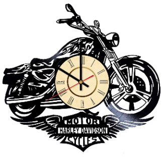 Laser Cut Harley Motorcycle Vinyl Record Wall Clock Free Vector