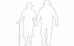 Old Man and Woman Walking dxf file
