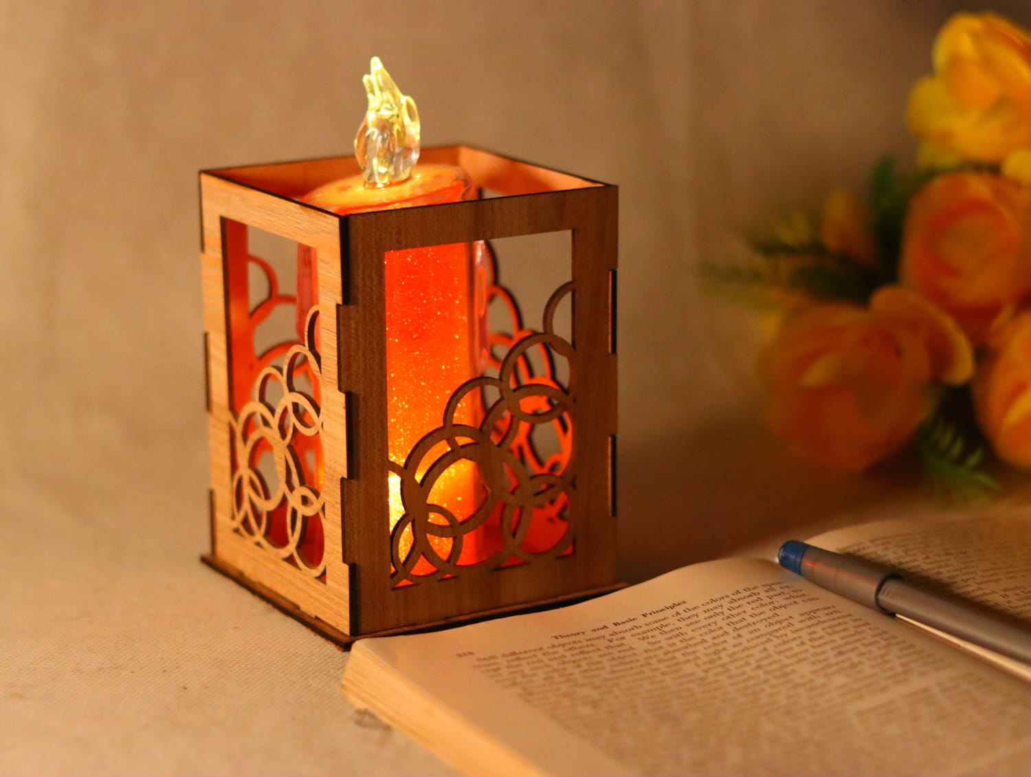 Laser Cut Wooden Candle Box Free Vector