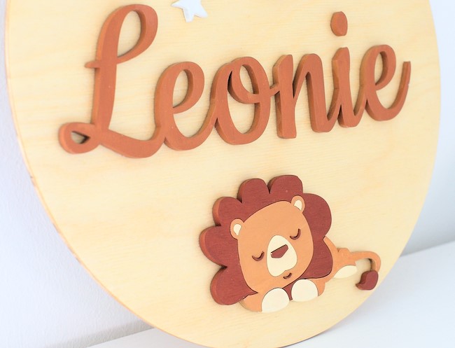 Laser Cut Cute Lion Name Sign Free Vector