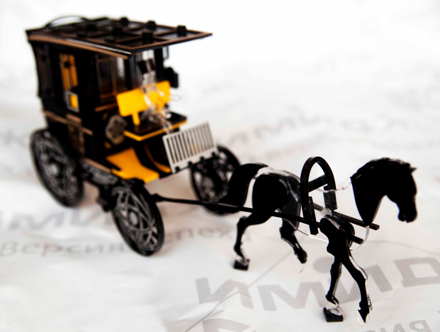 Laser Cut Horse Carriage 3D Puzzle Free Vector