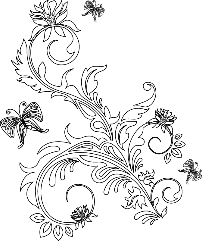 Vector Floral Line Art (.eps) Free Vector Download 3axis.co