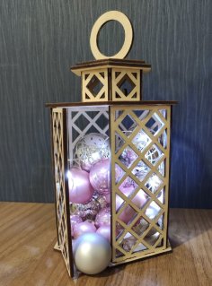 Laser Cut Christmas Lantern Festive Holiday Decoration Free Vector