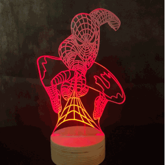 Laser Cut Spider Man LED Night Light 3D Lamp Free Vector