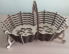 Laser Cut Candy Basket With Handle Free Vector