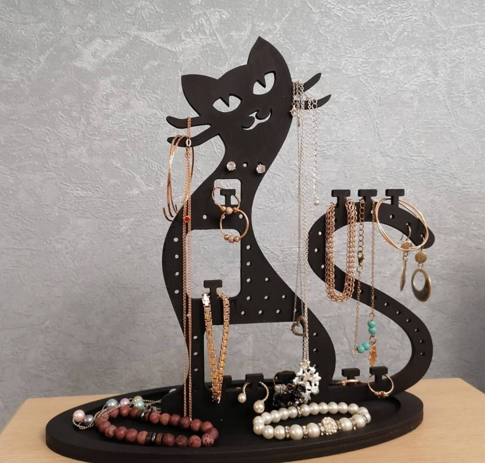 Laser Cut Cat Jewelry Organizer Jewelry Holder Stand Free Vector cdr  Download  3axisco