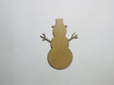 Laser Cut Wooden Snowman Shape For Crafts Free Vector