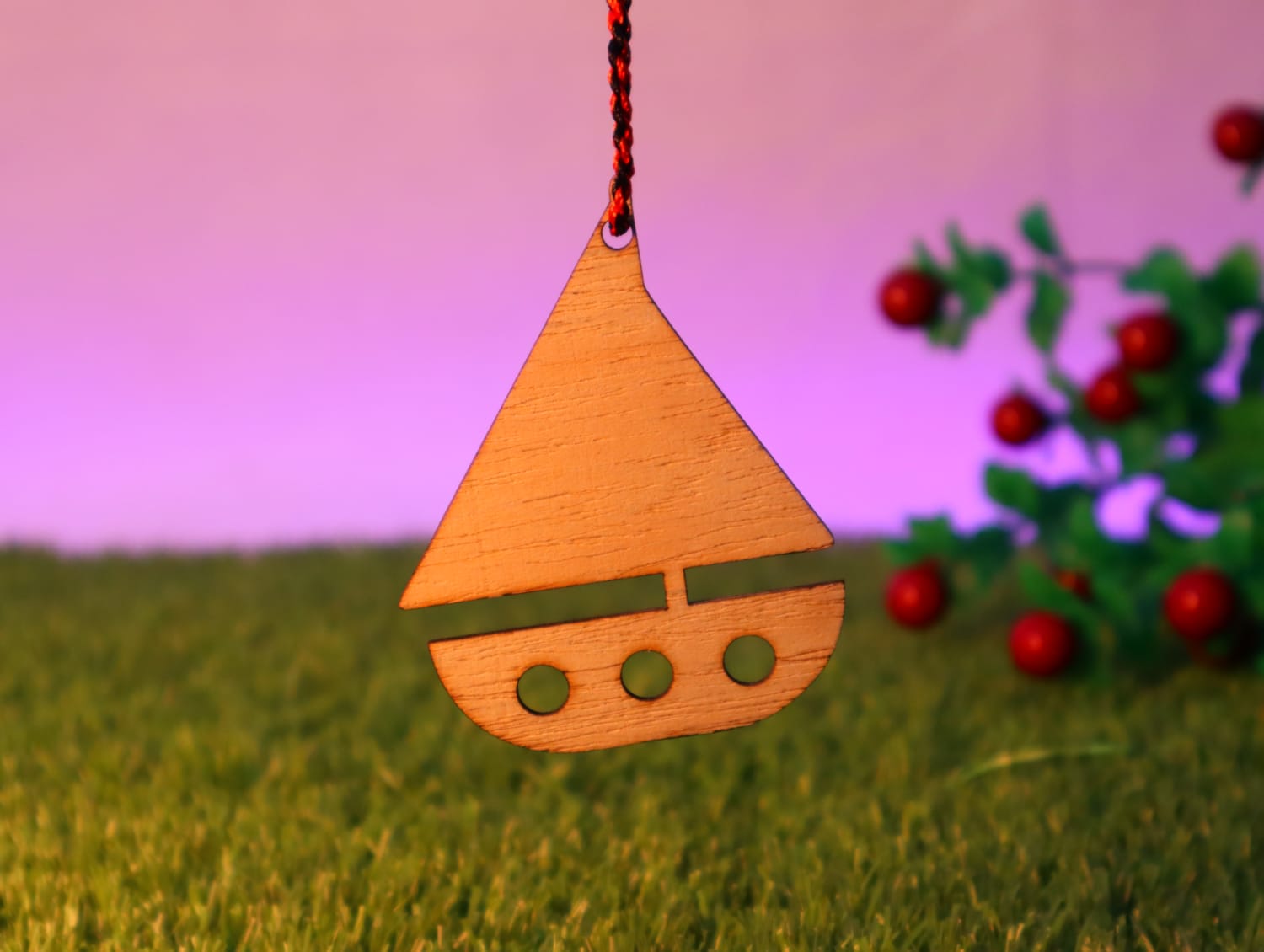 Laser Cut Wooden Sailboat Christmas Tree Ornament Free Vector