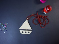 Laser Cut Wooden Sailboat Christmas Tree Ornament Free Vector