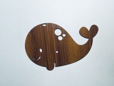 Laser Cut Happy Whale Shape Wood Craft Cutout Free Vector