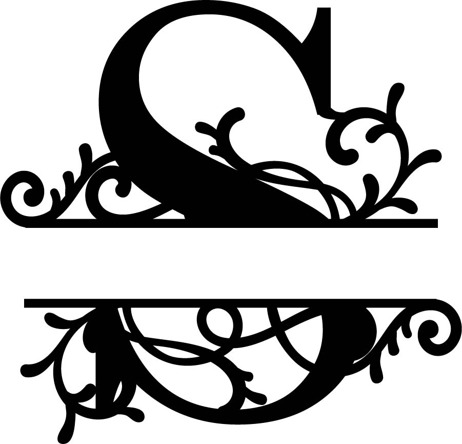 Split Monogram Letter S DXF File Free Download - 3axis.co