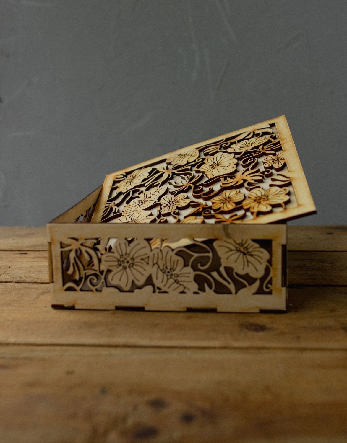 Laser Cut Wooden Decorative Gift Box Free Vector