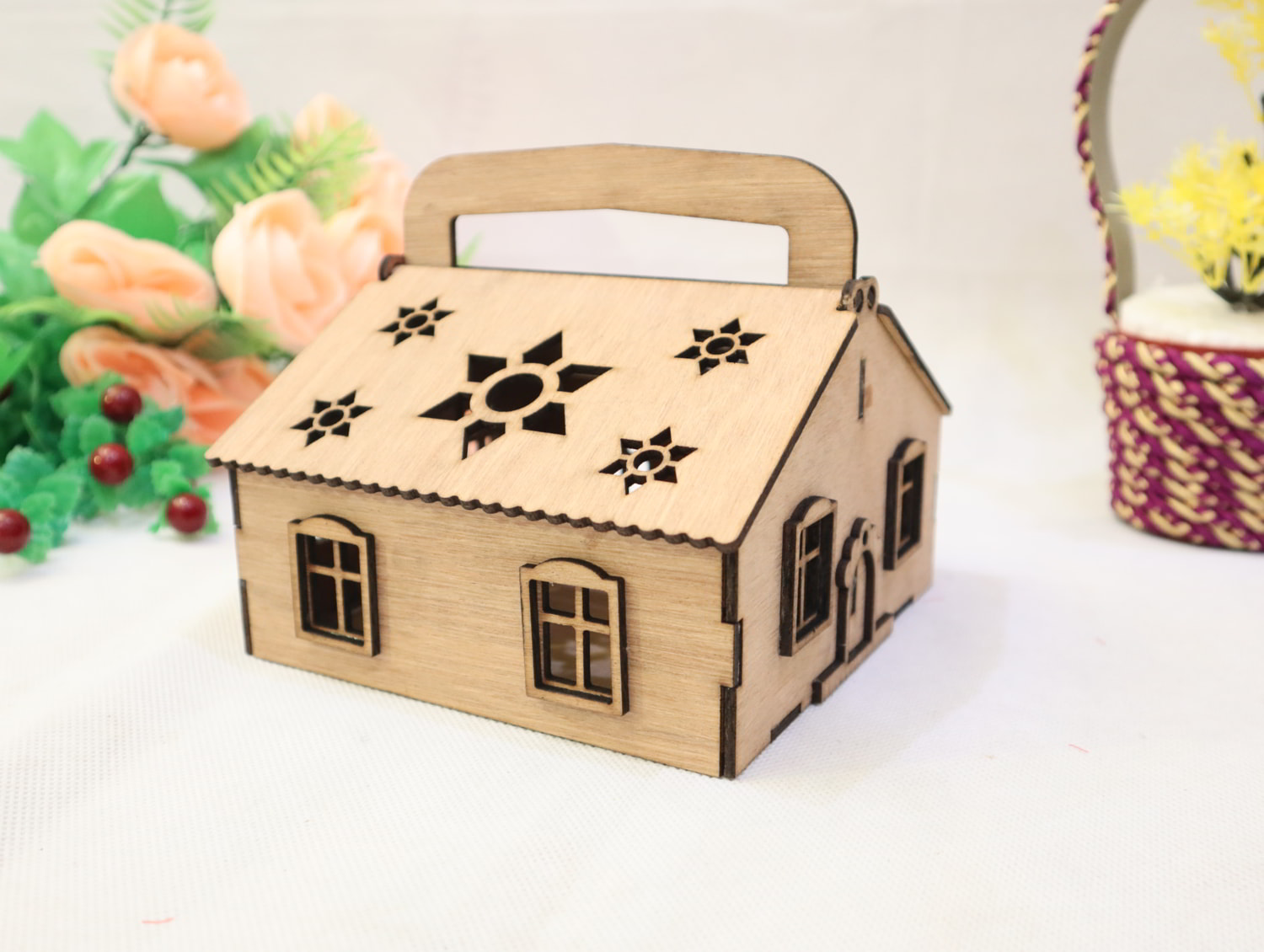 Laser Cut House Box Plywood 3mm Free Vector