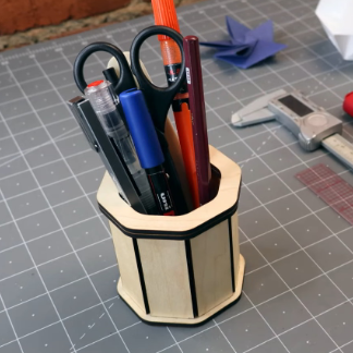 Laser Cut Wooden Polygon Pen Holder SVG File