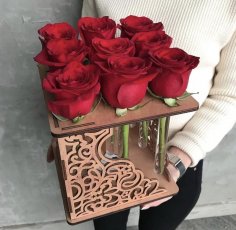 Laser Cut Rose Flower Stand Free Vector