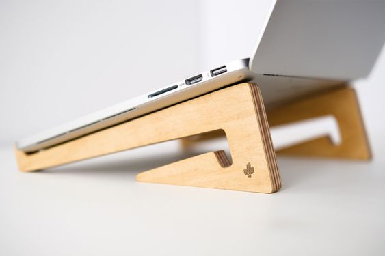 Laser Cut Wooden Laptop Stand for Desk Free Vector