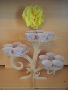 Laser Cut Cupcake Stand like Tree Branches Free Vector
