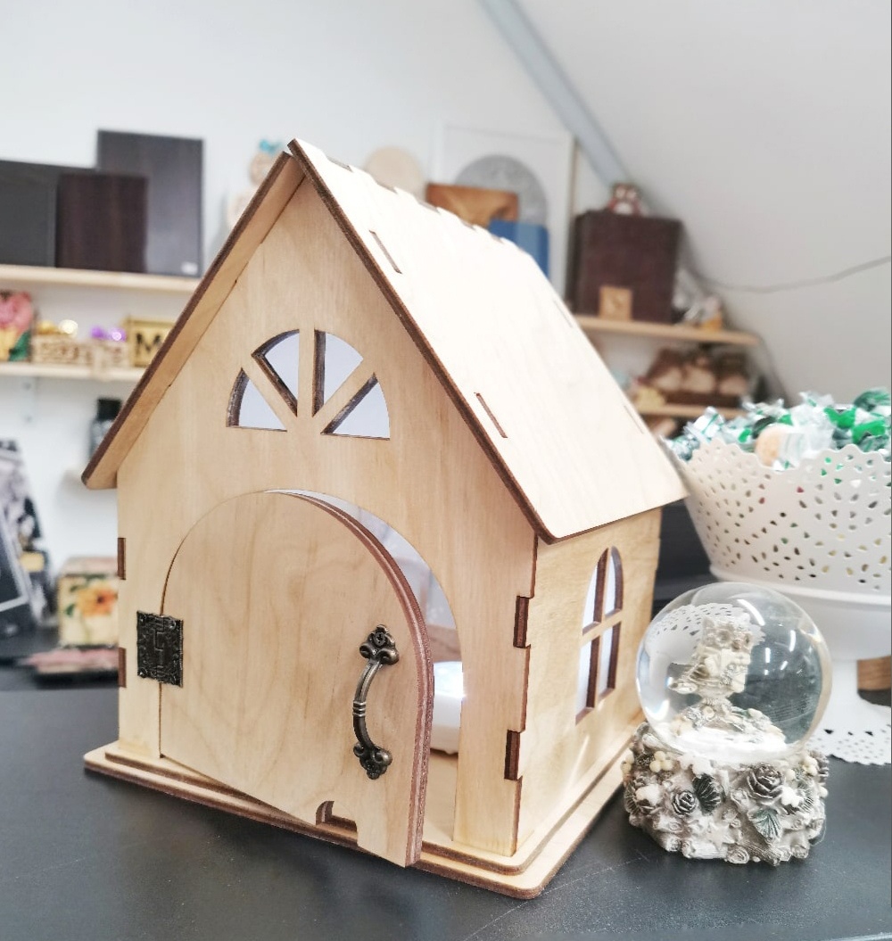 Laser Cut Small Wooden Decorative House 4mm Free Vector