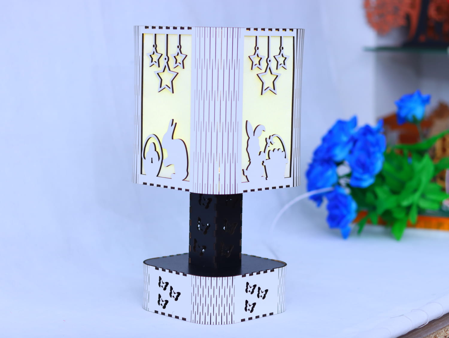 Laser Cut Easter Decorative Table Lamp Free Vector