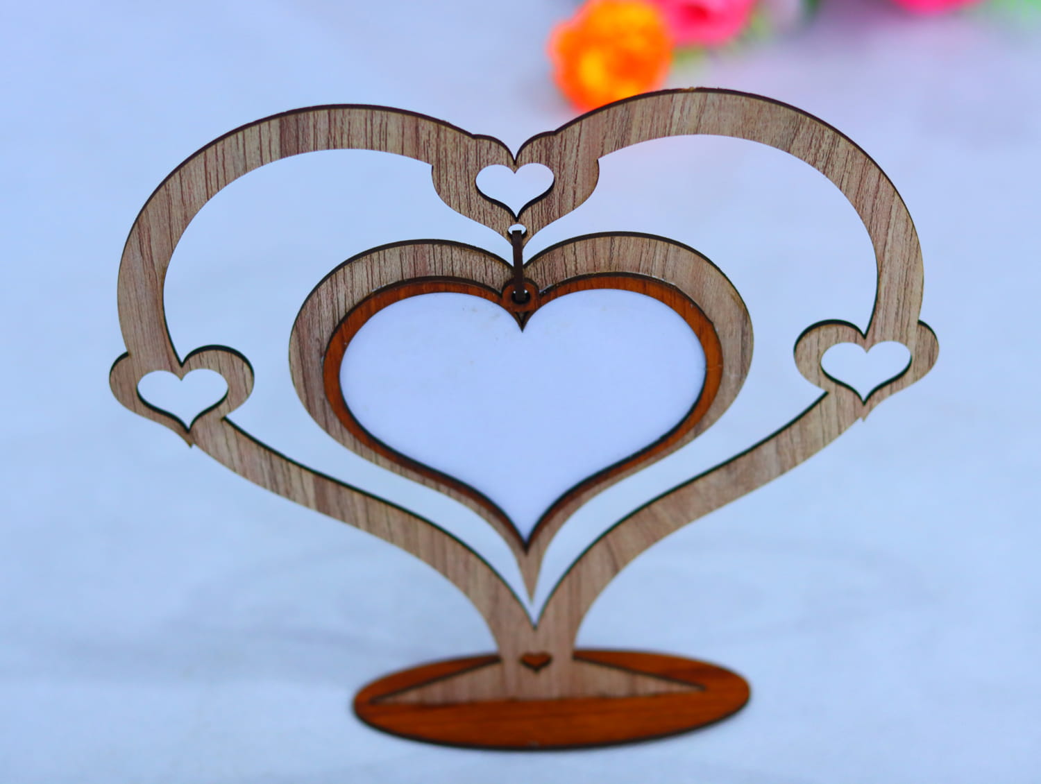 Laser Cut Wooden Heart Frame 3mm Free Vector