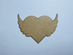 Laser Cut Wood Heart Wings Craft Shape Cutout Free Vector