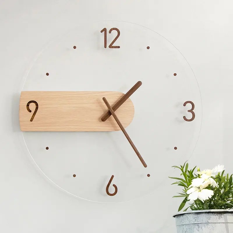 Laser Cut Wooden Transparent Acrylic Home Decor Clock Free Vector Download - 3axis.co - 3D model önizlemesi