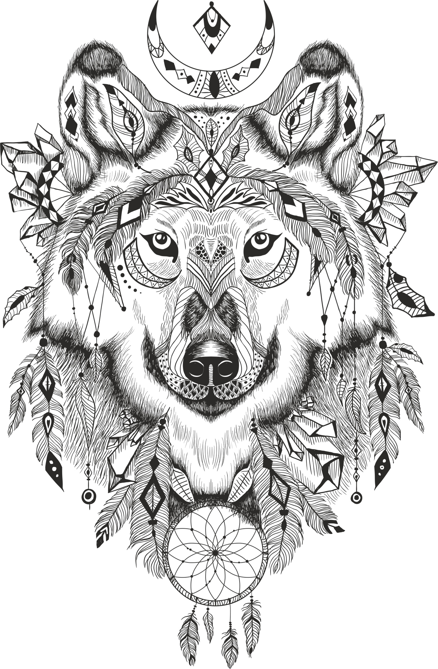 wolf dreamcatcher vector 3axis file