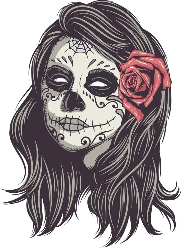 Download Mexican Skull Woman Vector Art Free Vector cdr Download - 3axis.co