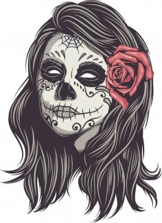 Mexican Skull Woman Vector Art Free Vector