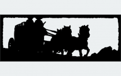 Two Up Horse Drawn Stagecoach dxf File