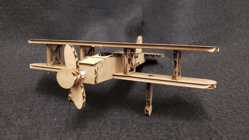Laser Cut Cardboard Bi-Plane Free Vector Download - 3axis.co - 3D model önizlemesi