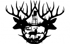 2 Deer Antlers dxf File