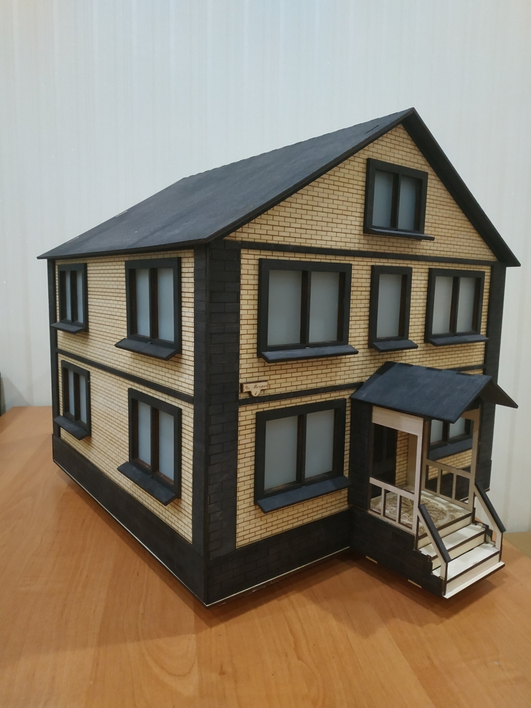 Laser Cut Wooden House Model Free Vector