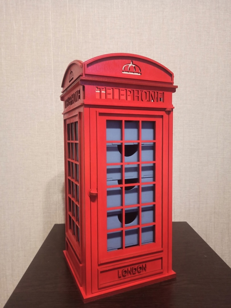 Laser Cut British Phone Booth Cabinet Free Vector