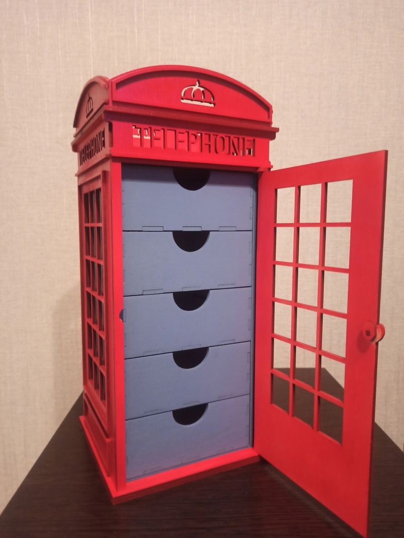 Laser Cut British Phone Booth Cabinet Free Vector