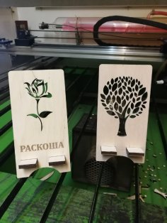 Laser Cut Wood Decor Tree Phone Stands Free Vector