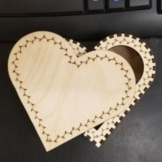 Laser Cut Heart Shaped Trinket Box DXF File